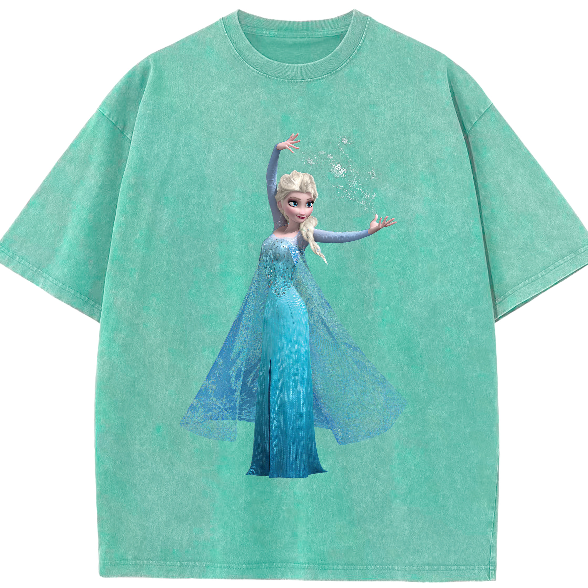 （画像用） アナと雪の女王 アンナ エルサ Frozen Anna Elsa 綿100% ヴィンテージ風 半袖Tシャツ（フロントプリント）